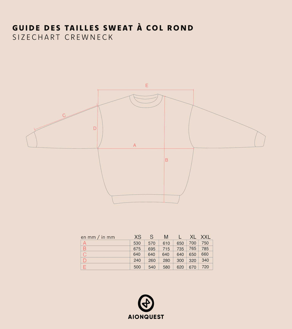 Sweat-shirt Crewneck “L’Aube” – Coton Bio Unisexe – Sérigraphié à la Main – Aionquest