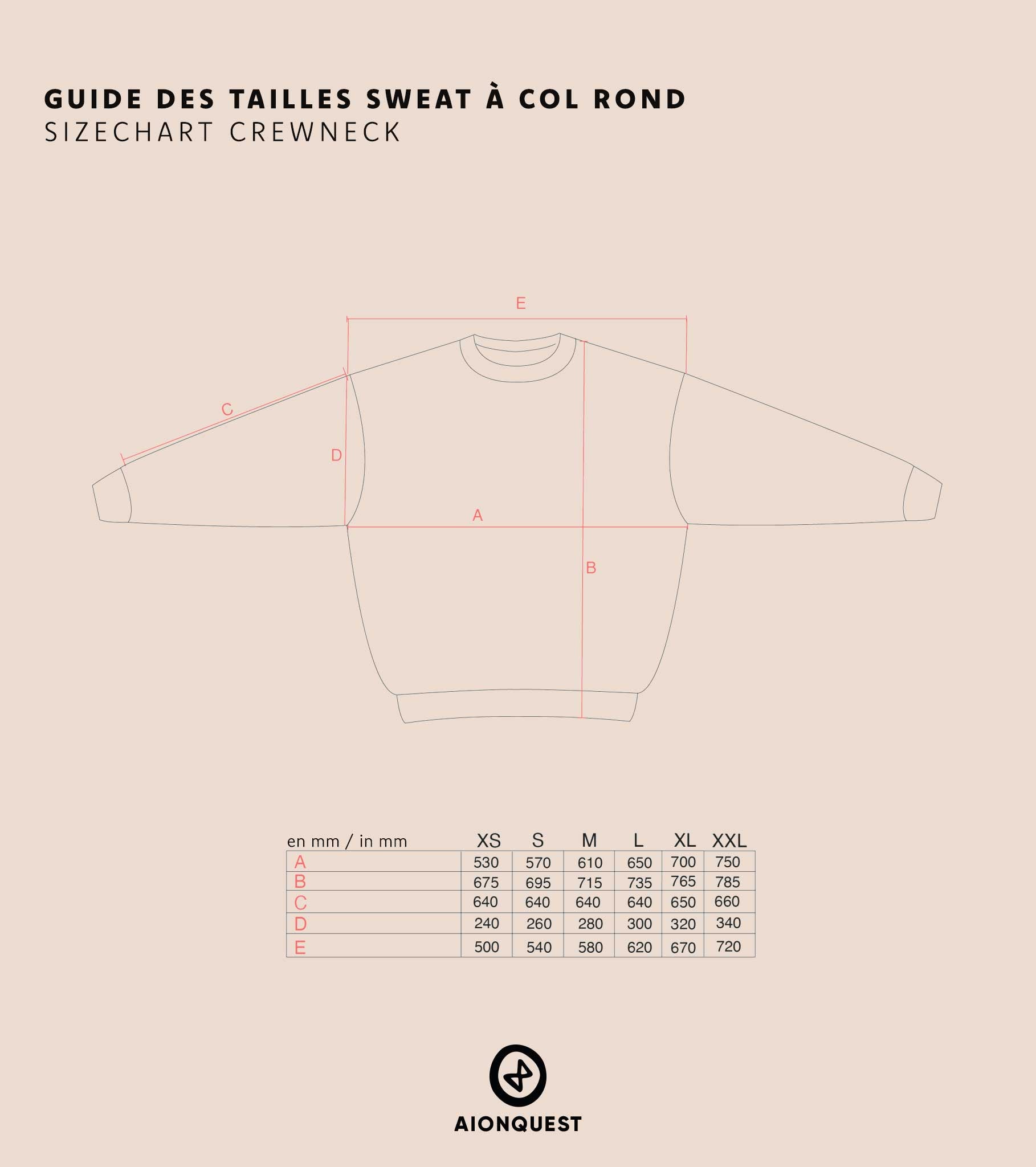 Sweat-shirt Crewneck “L’Aube” – Coton Bio Unisexe – Sérigraphié à la Main – Aionquest