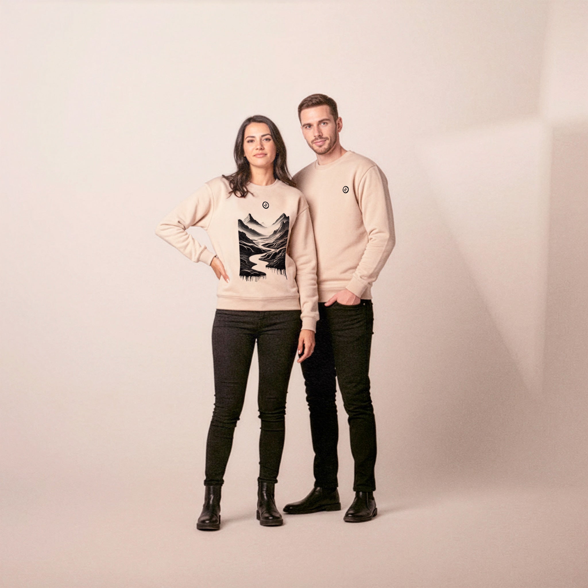 Sweat-shirt Crewneck “L’Aube” – Coton Bio Unisexe – Sérigraphié à la Main – Aionquest