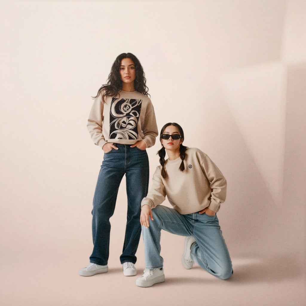 Crewneck Sweatshirt “Signature” – Organic Cotton – Handcrafted Screen Print – AIONQUEST
