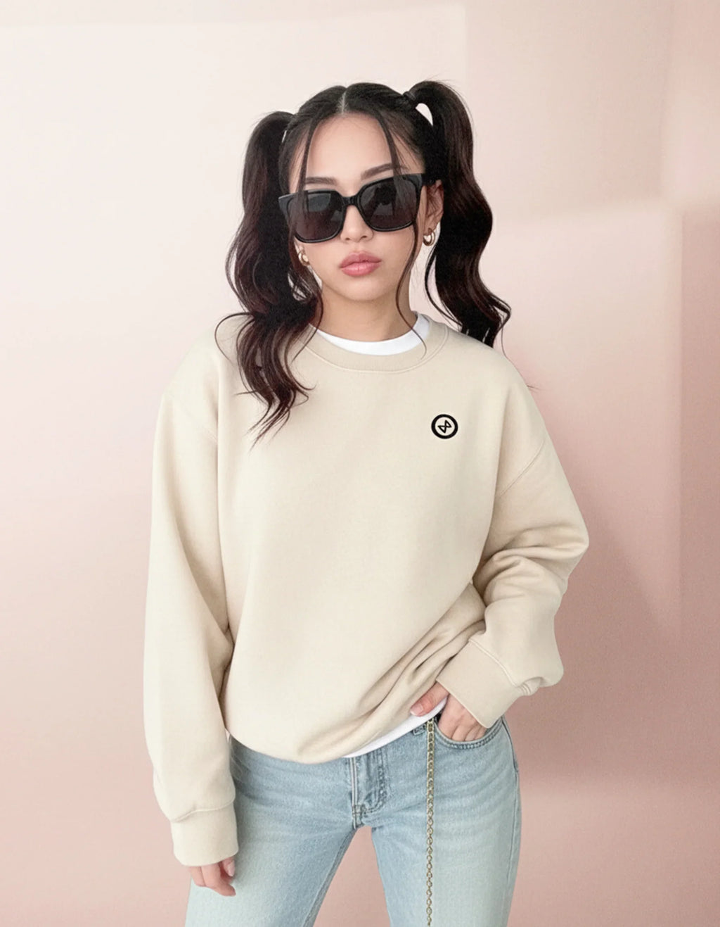 Crewneck Sweatshirt “Basique” – Unisex – Organic Cotton – Hand Screen-Printed – AIONQUEST
